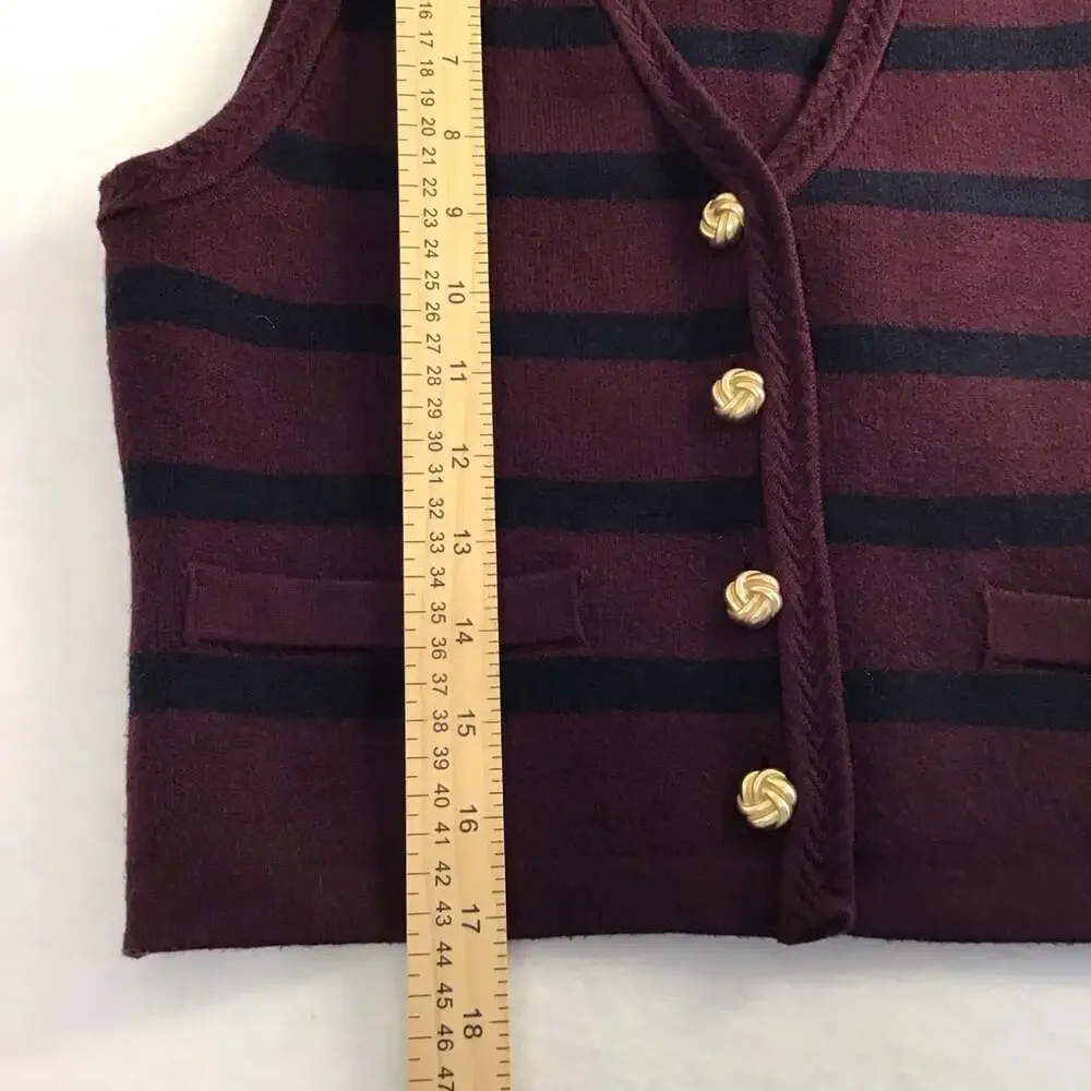 Scotch & Soda Striped Sweater Vest XS Burgundy Navy Blue V-Neck Dark Academia